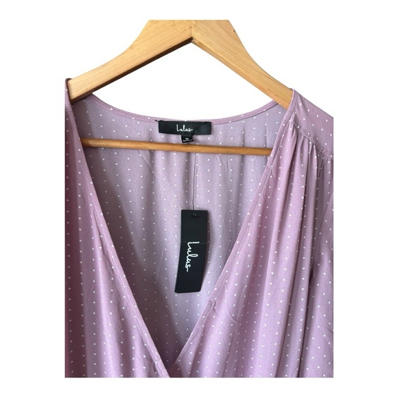 Lulus Farah Mauve Print Midi Wrap Dress Loosely Fitted Size M - Picture 10 of 15